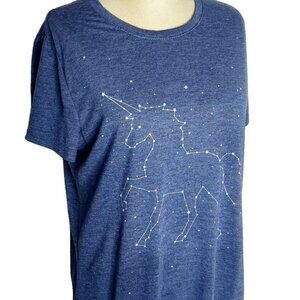 Zoe + Liv Top Womens Size XXL Blue Unicorn Constellation Star T-Shirt